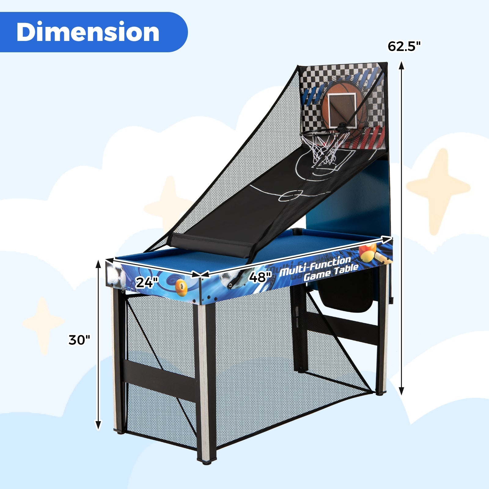 10-in-1 Combo Game Table Set with Table Tennis Basketball Soccer-Blue DirectDeals
