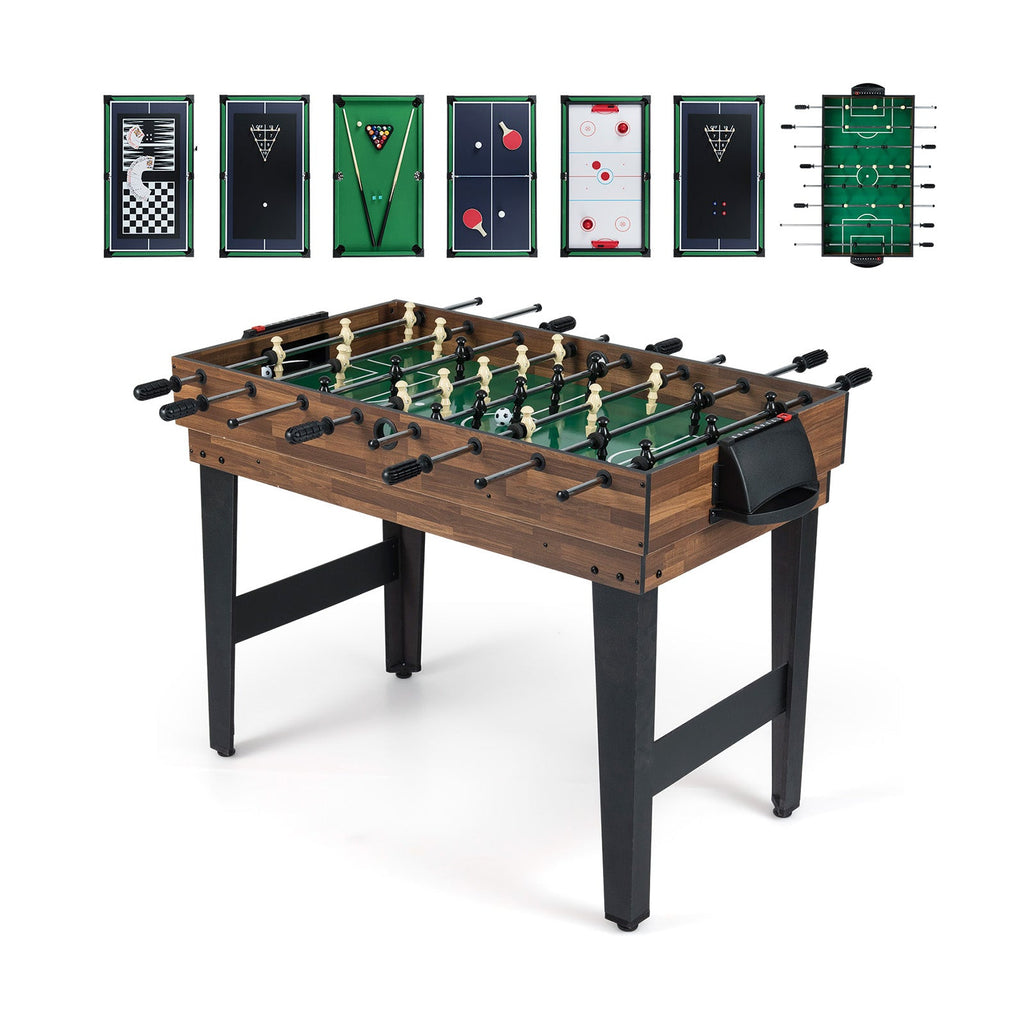 10-in-1 Combo Game Table Set 50inch Multi-Game Table with Foosball-Brown DirectDeals