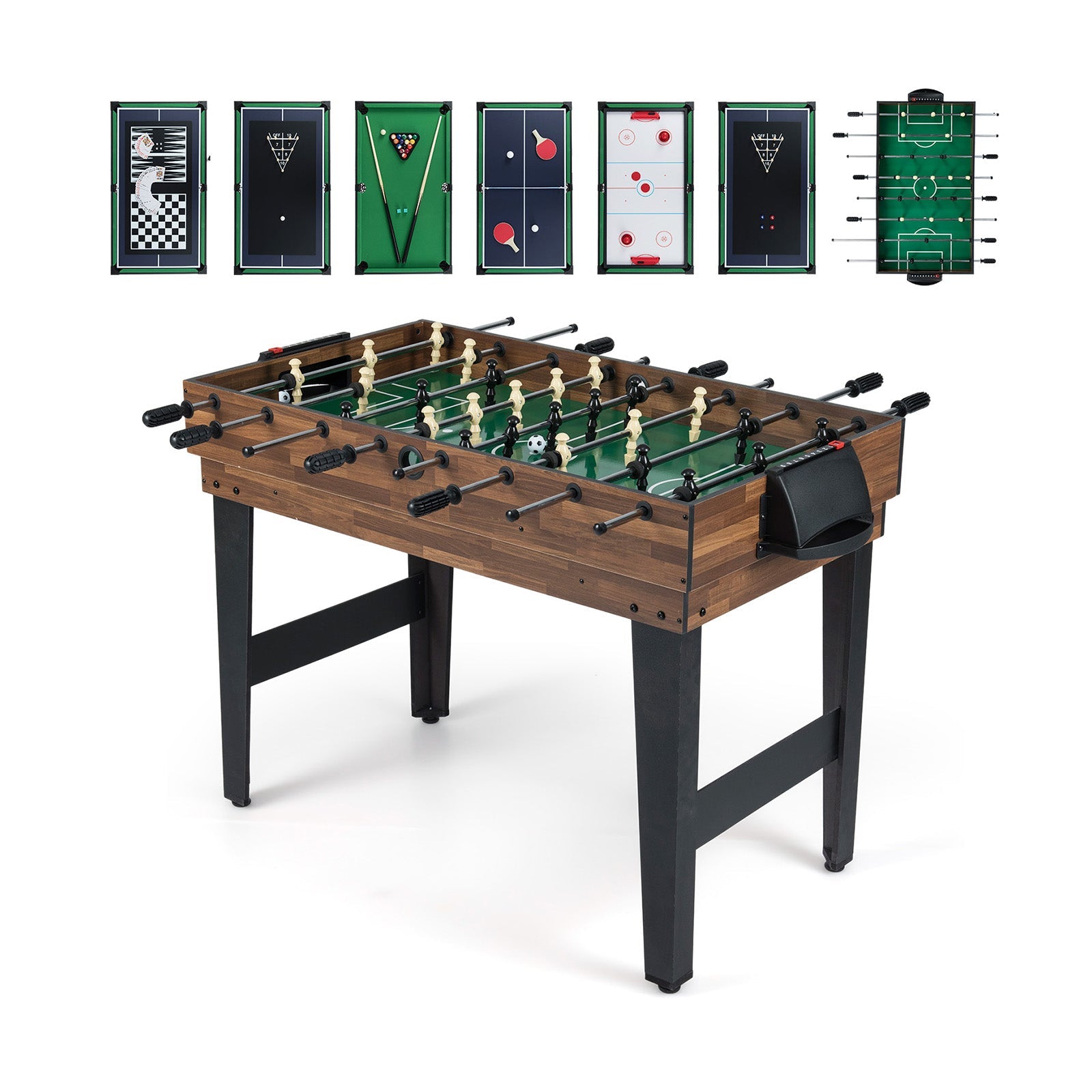 10-in-1 Combo Game Table Set 50inch Multi-Game Table with Foosball-Brown DirectDeals