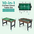 10-in-1 Combo Game Table Set 50inch Multi-Game Table with Foosball-Brown DirectDeals