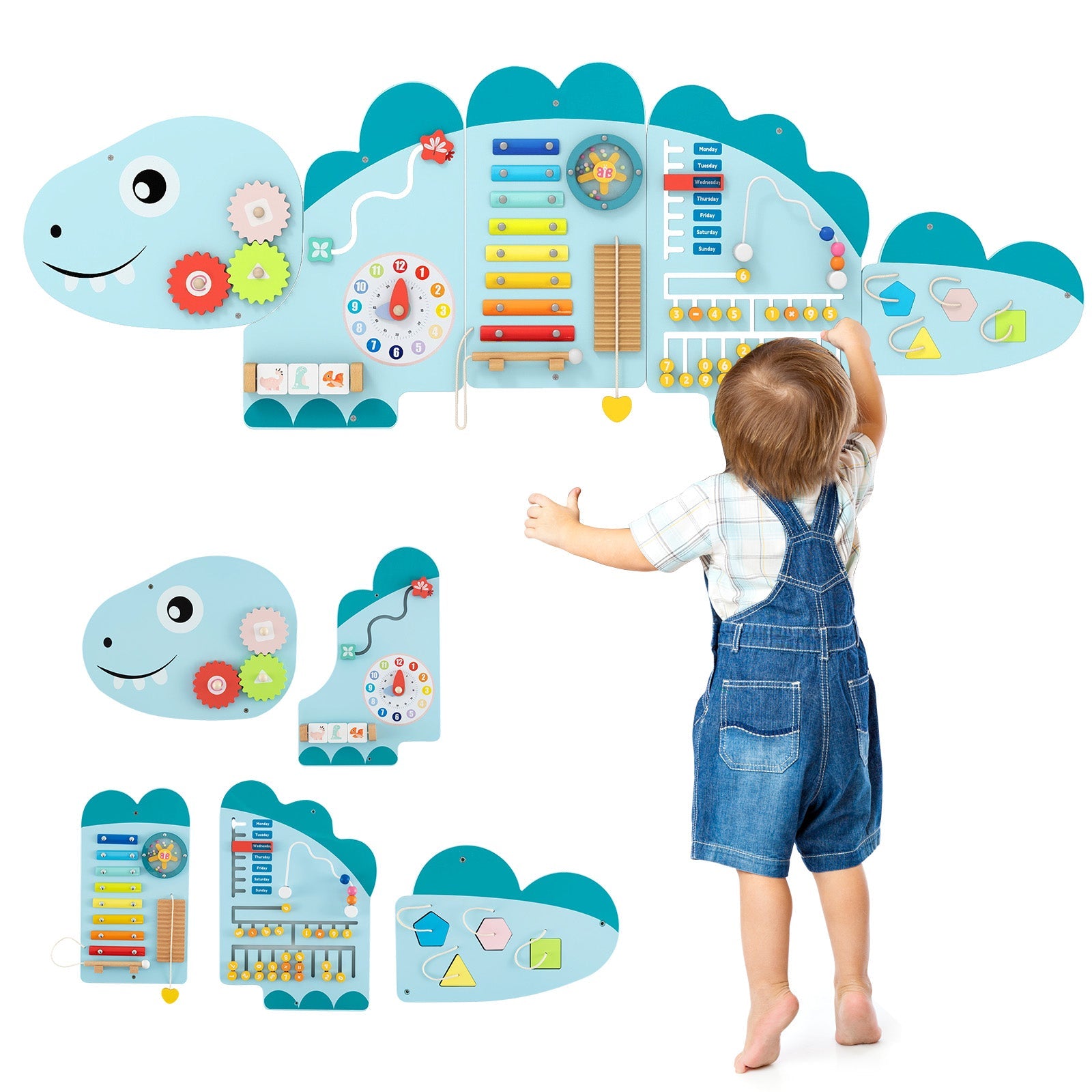 11-in-1 Dinosaur Activity Wall Busy Board Panels for Toddlers Education and Early Development DirectDeals