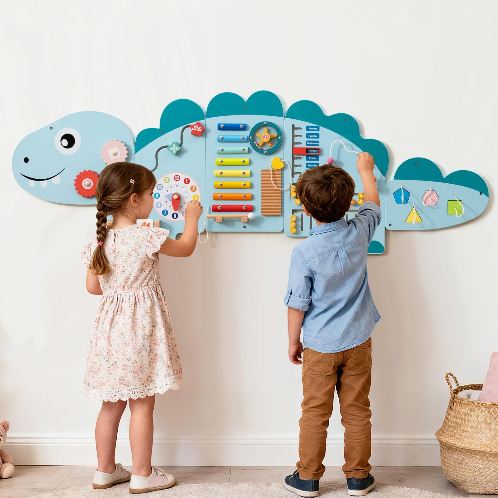 11-in-1 Dinosaur Activity Wall Busy Board Panels for Toddlers Education and Early Development DirectDeals
