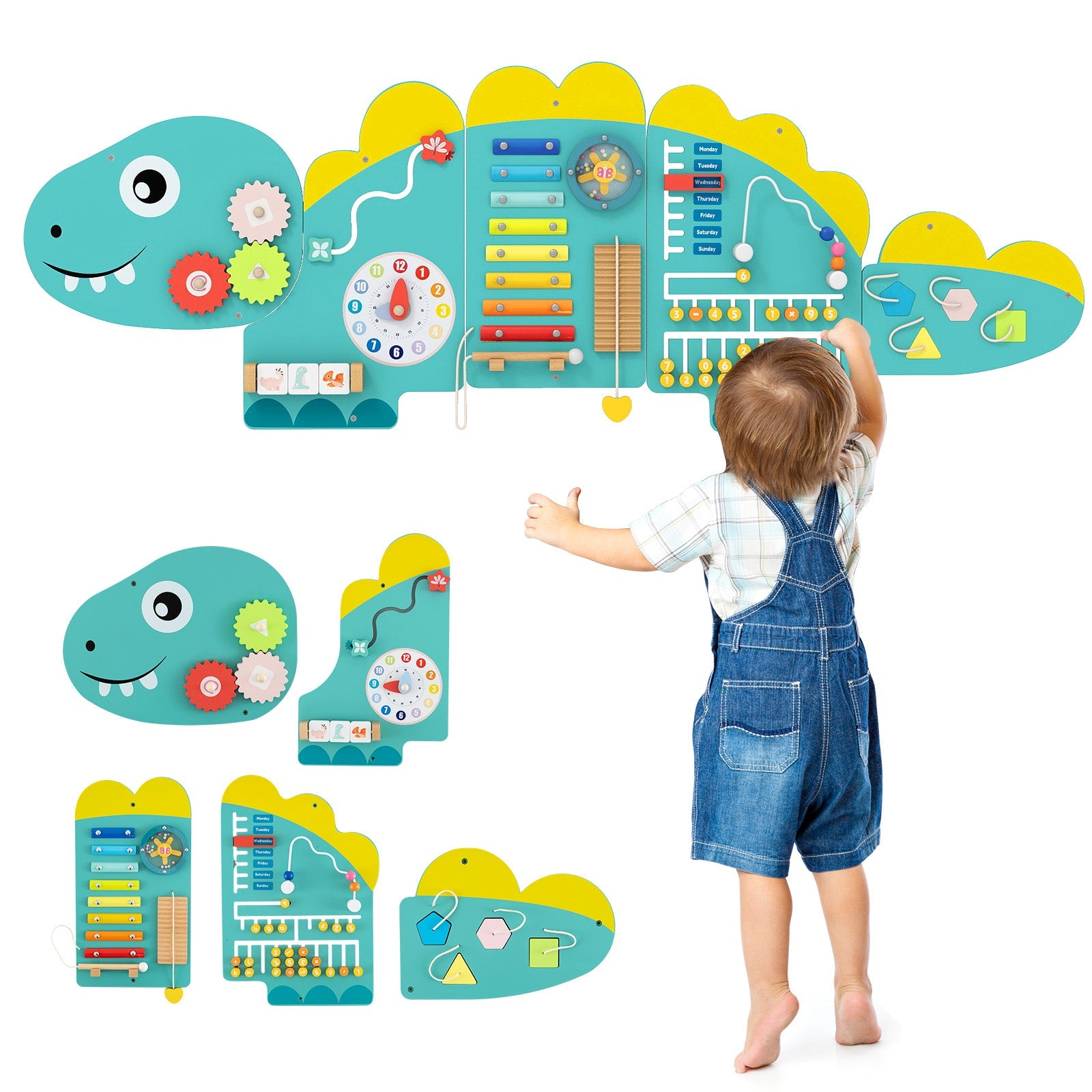 11-in-1 Dinosaur Activity Wall Busy Board Panels for Toddlers Education and Early Development DirectDeals