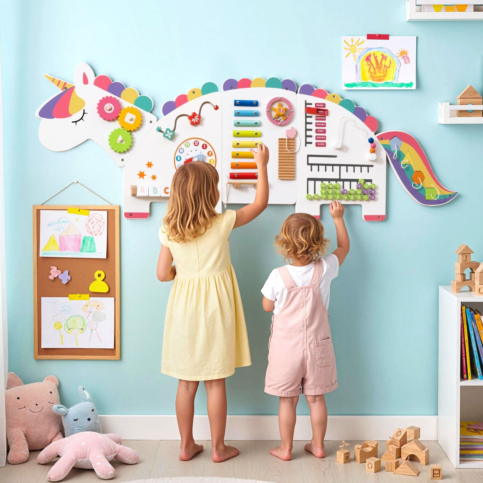 11-in-1 Dinosaur Activity Wall Busy Board Panels for Toddlers Education and Early Development DirectDeals