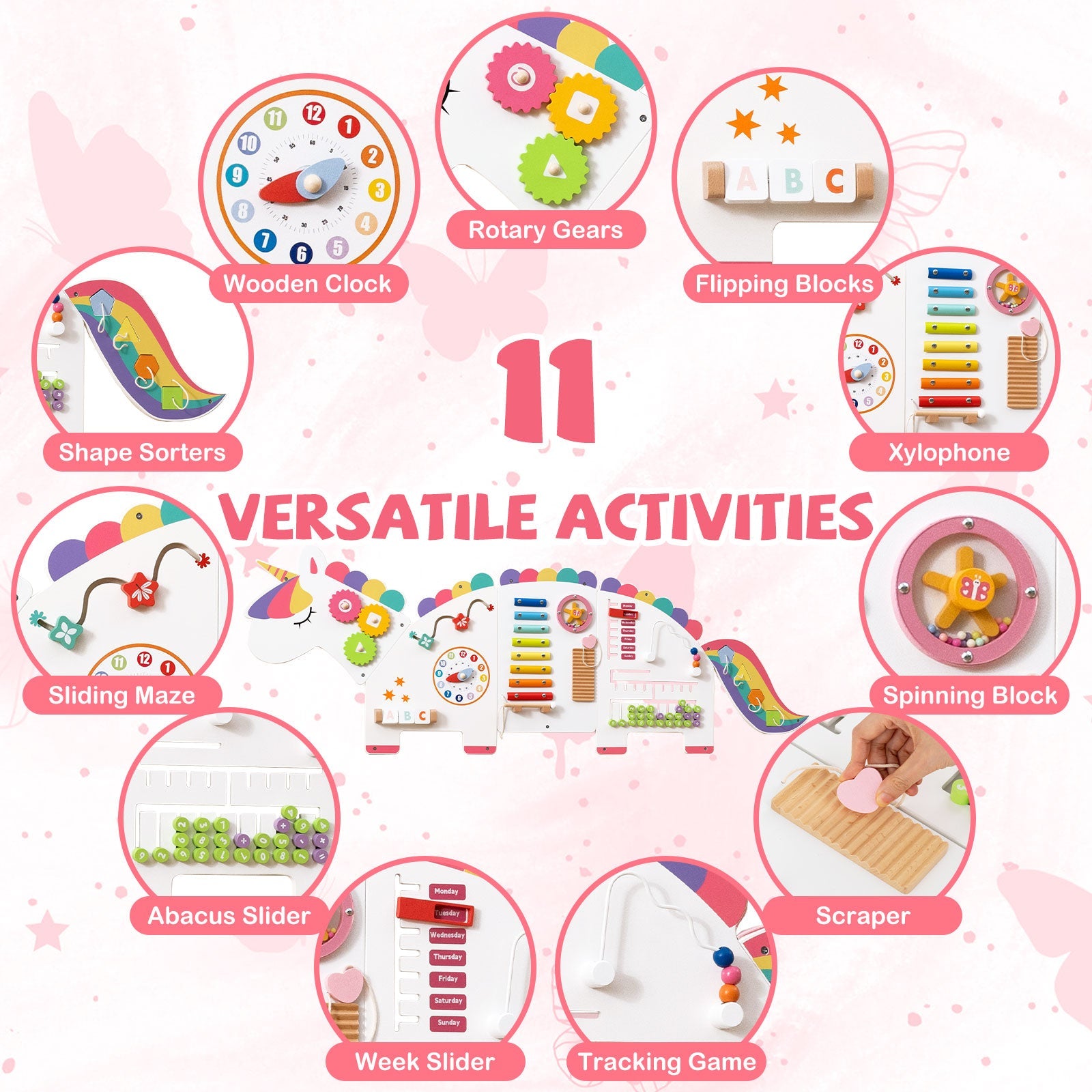 11-in-1 Dinosaur Activity Wall Busy Board Panels for Toddlers Education and Early Development DirectDeals