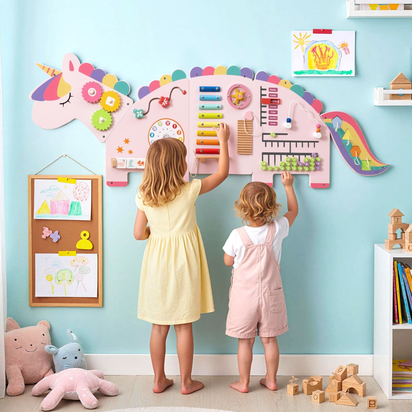 11-in-1 Dinosaur Activity Wall Busy Board Panels for Toddlers Education and Early Development DirectDeals
