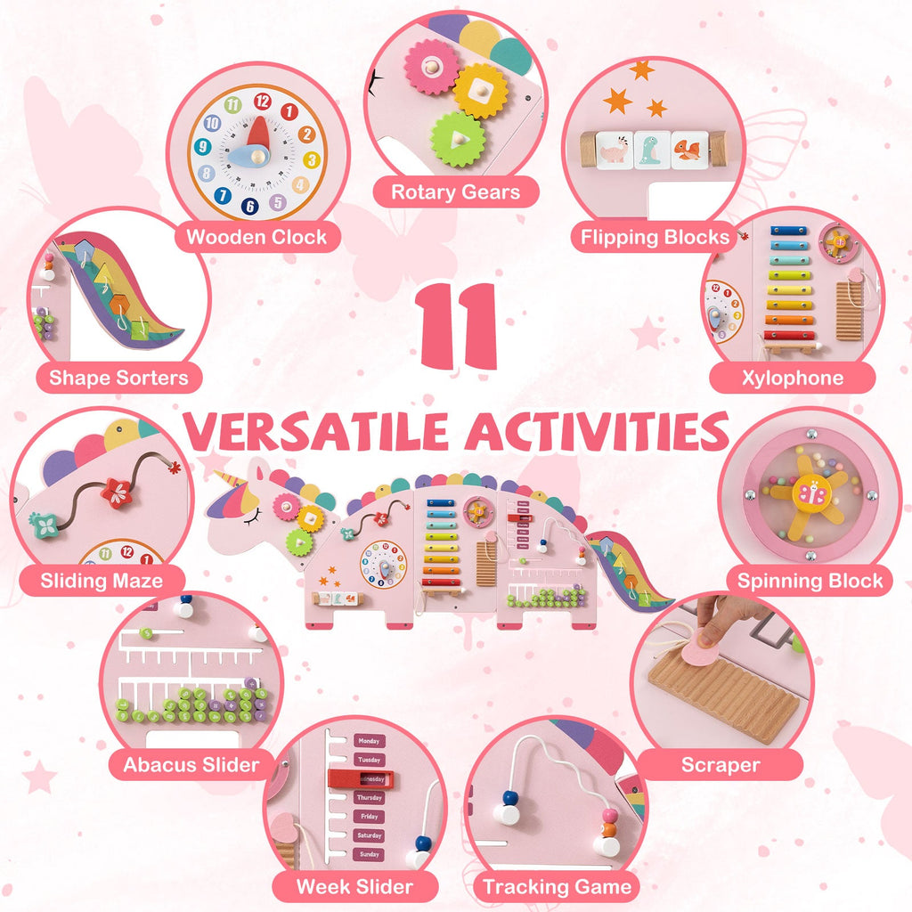 11-in-1 Dinosaur Activity Wall Busy Board Panels for Toddlers Education and Early Development DirectDeals