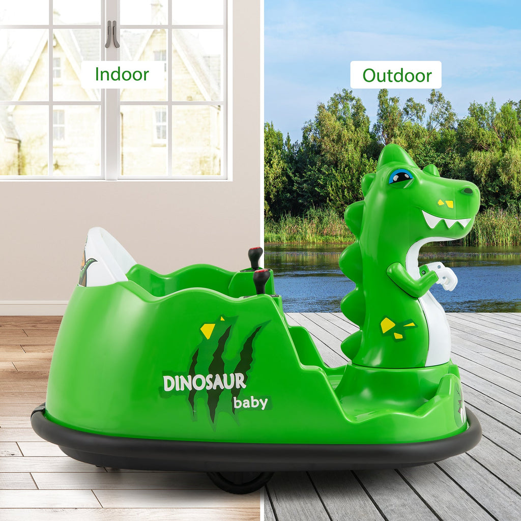 12V Bumper Car with Spray Function and Remote Control for Toddlers Aged 2-5-Green DirectDeals
