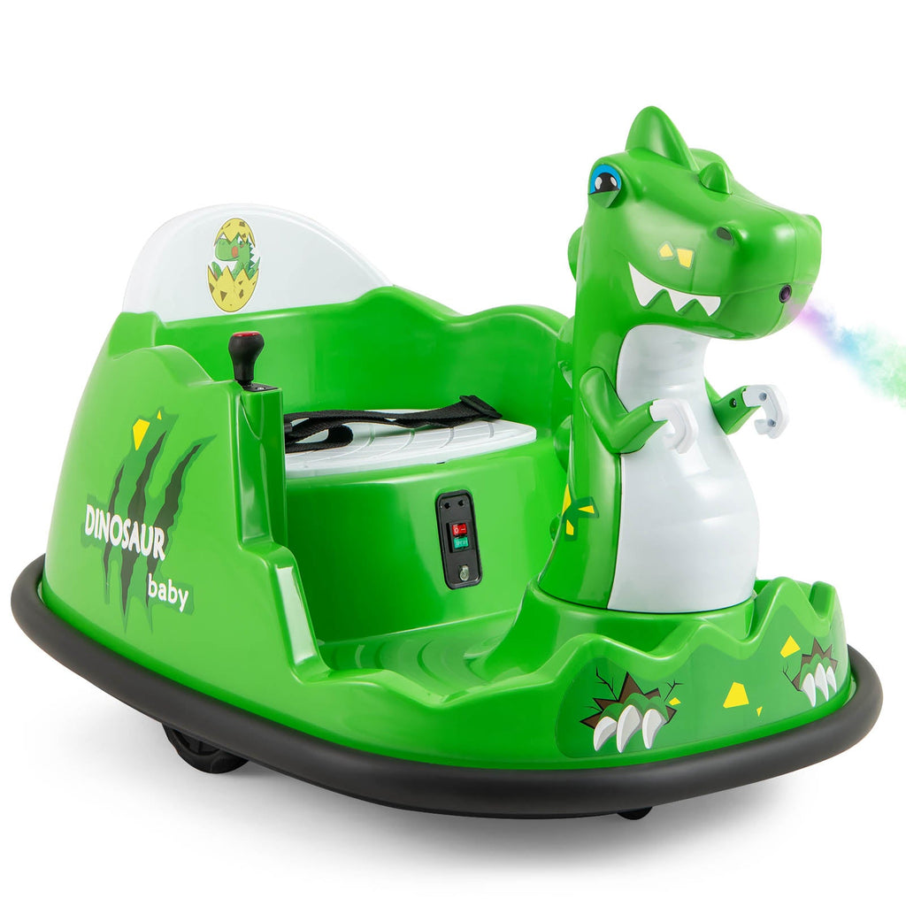 12V Bumper Car with Spray Function and Remote Control for Toddlers Aged 2-5-Green DirectDeals