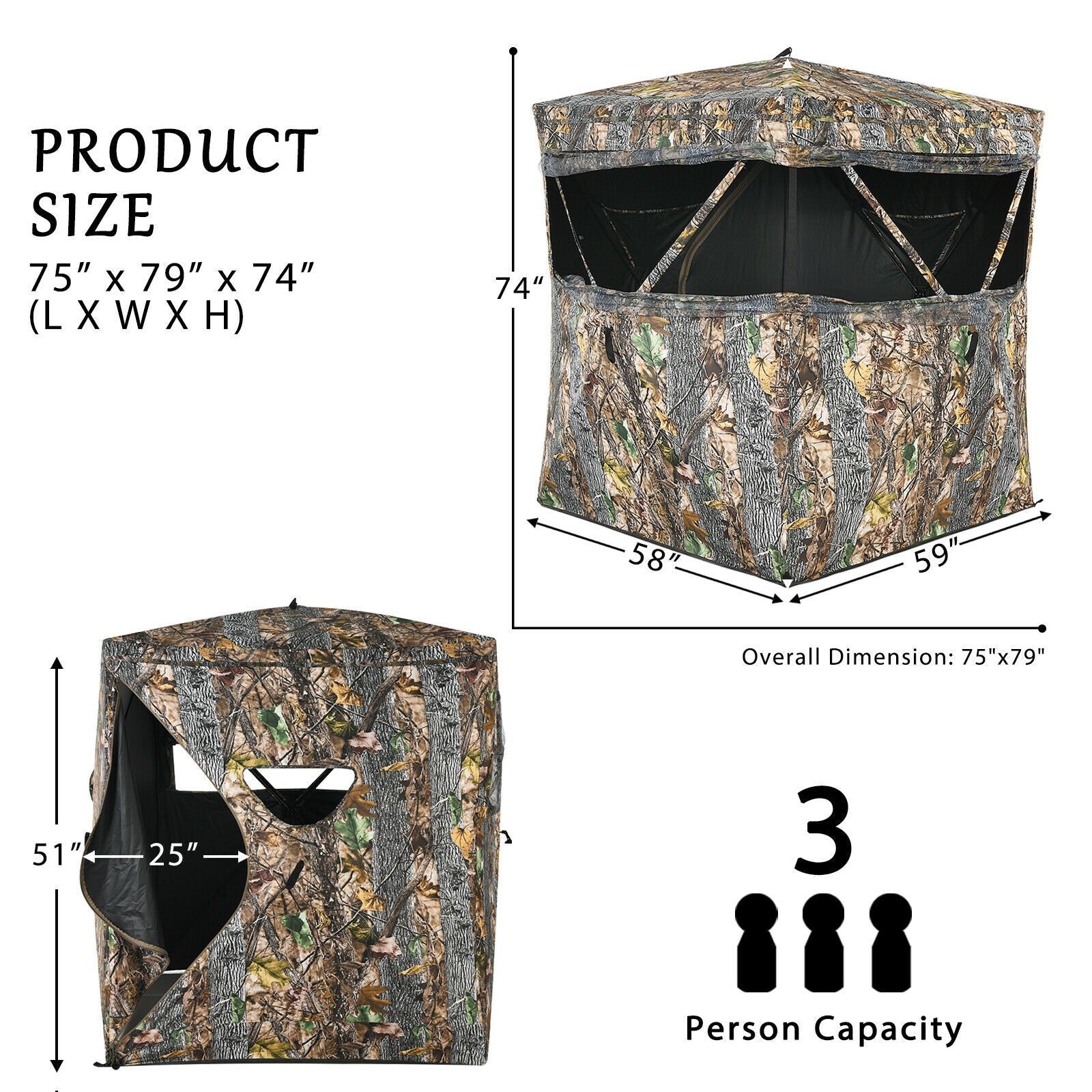 3 Person Portable Surround View Tent with Slide Mesh Window DirectDeals
