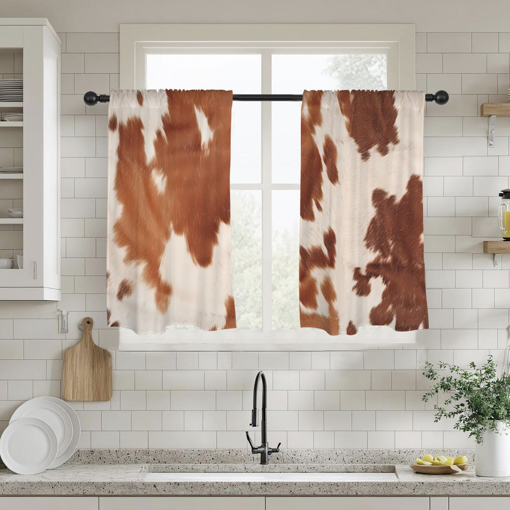 Cowhide Print Window Curtains 28"x40" (2-Piece) Made in America Baha Ranch Western Wear