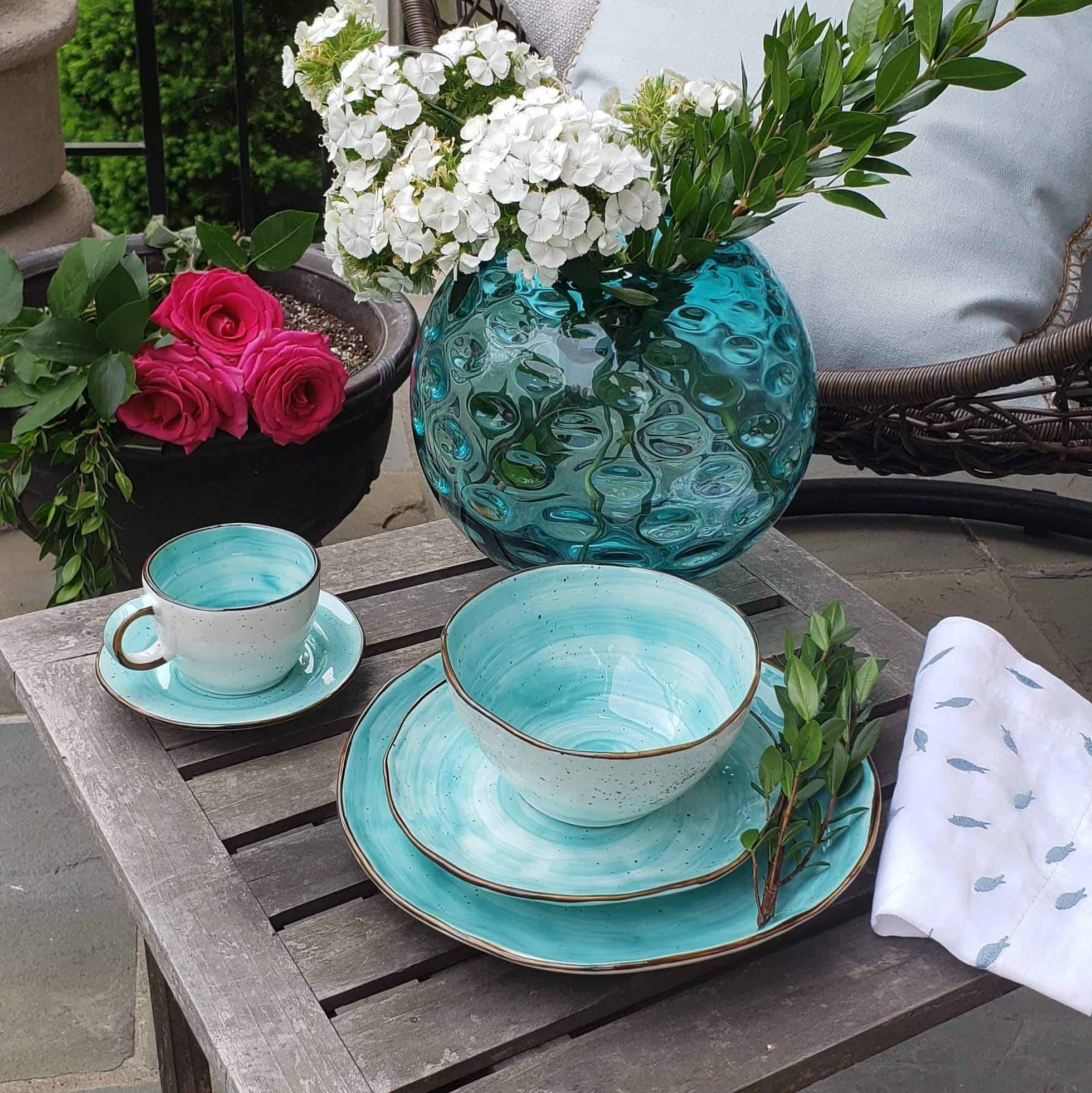 Cabana Turquoise Dinnerware little white dish