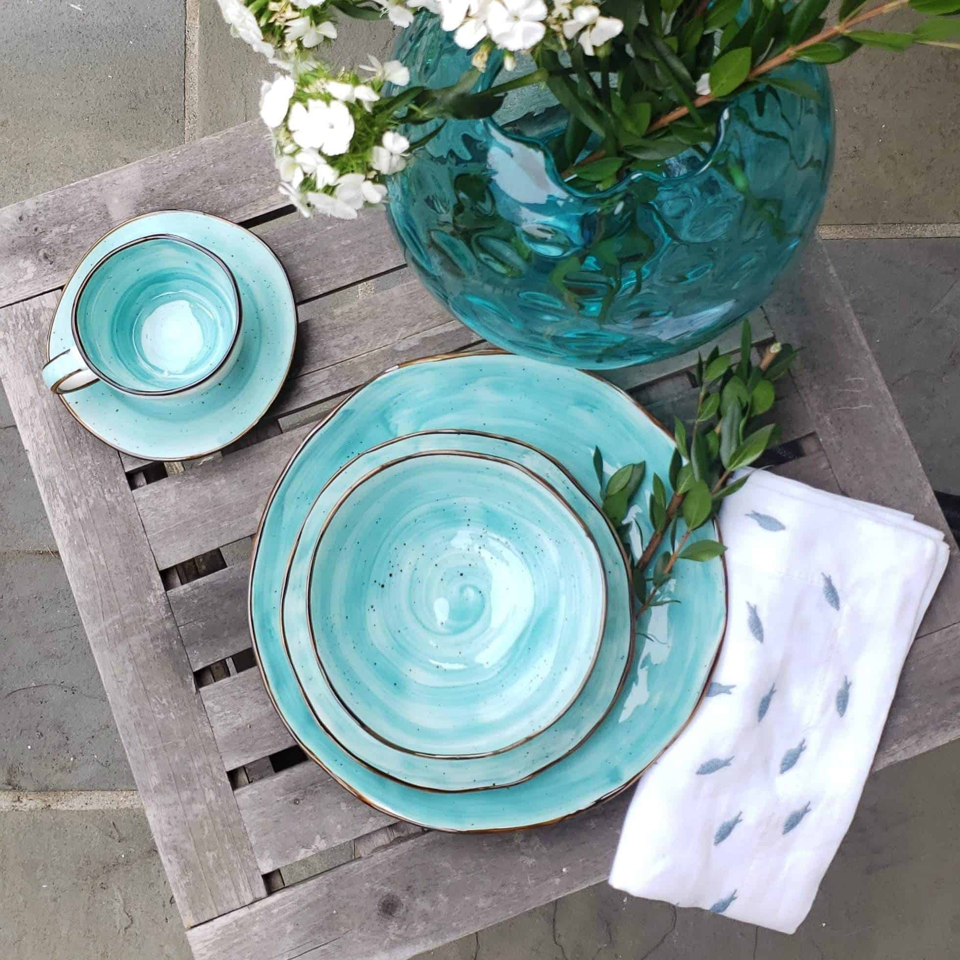 Cabana Turquoise Dinnerware little white dish