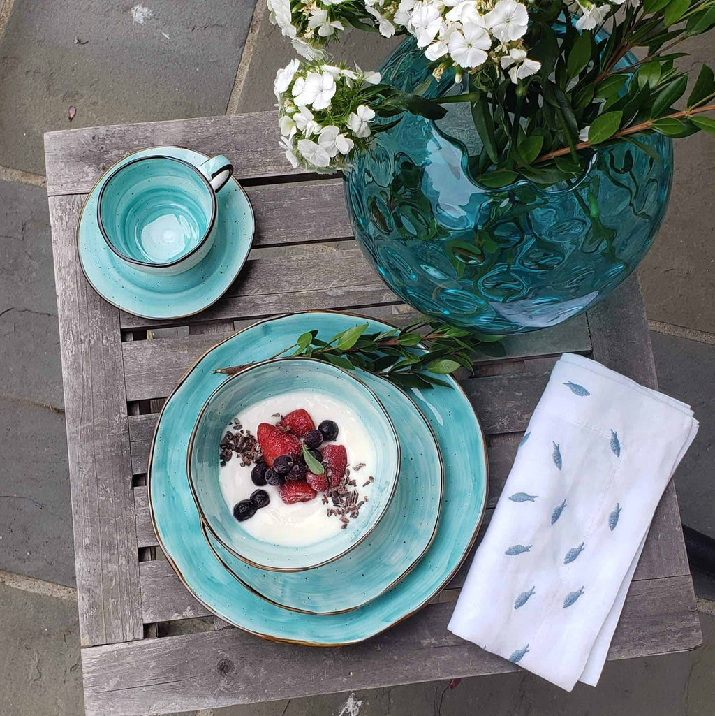 Cabana Turquoise Dinnerware little white dish