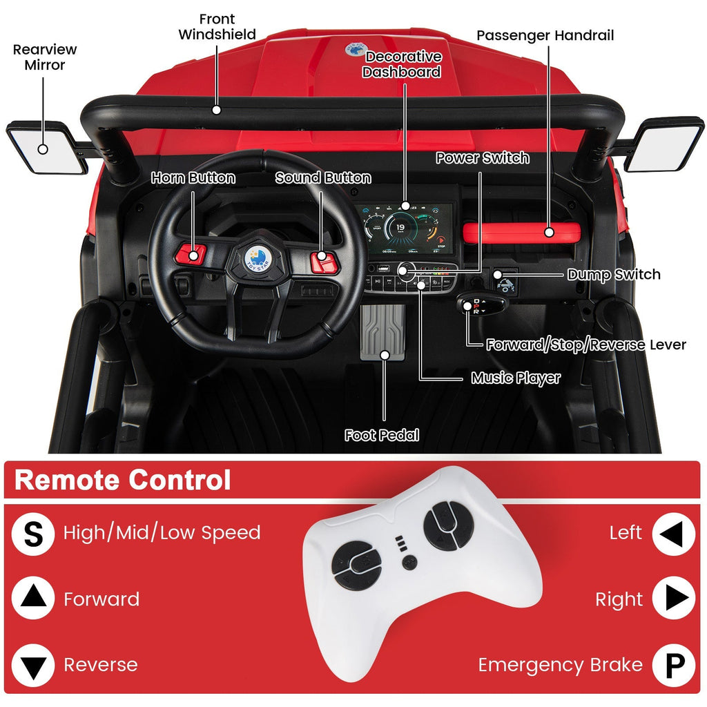 Ride on Dump Truck with Remote Control-Red GBruno Store