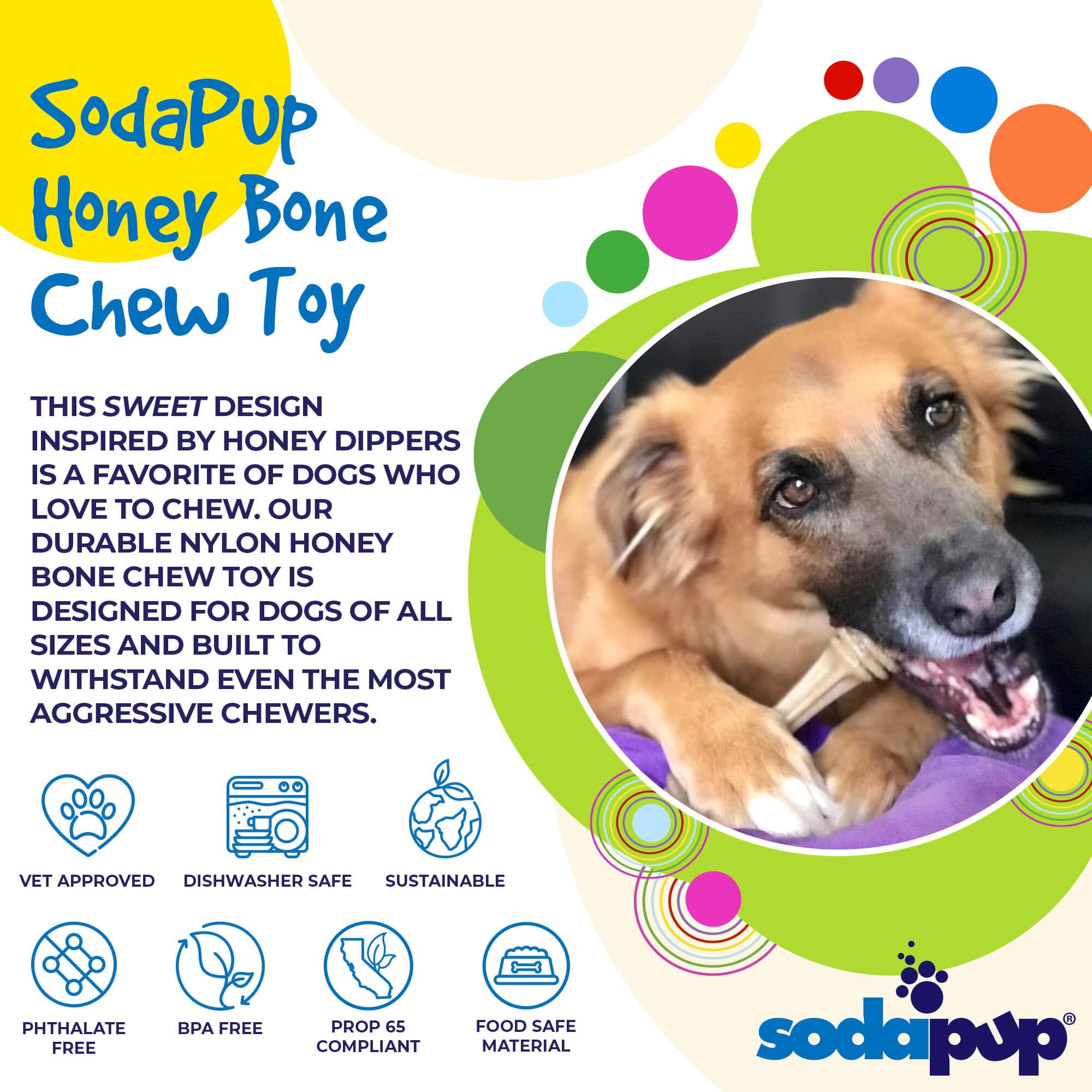Honey Bone Nylon Dog Toy for the Toughest Chewers SodaPup/True Dogs, LLC