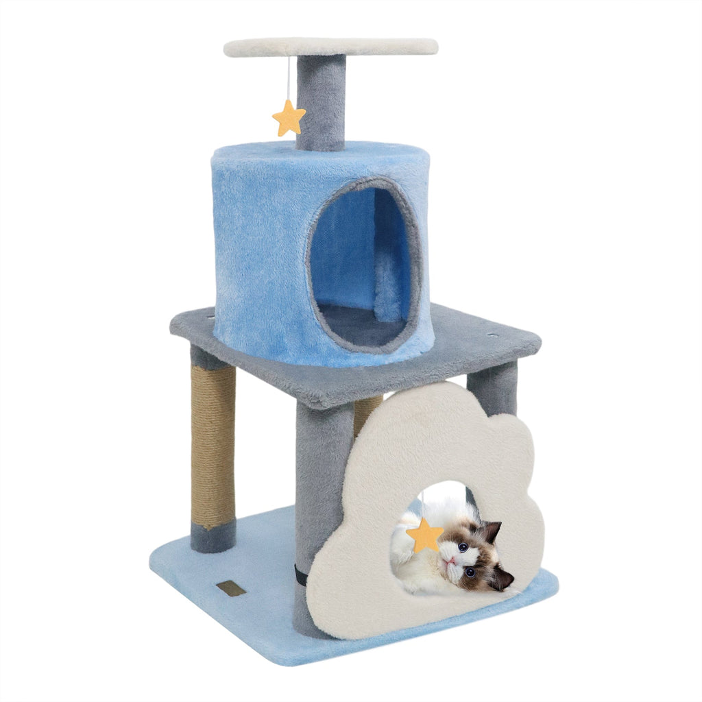31.5" Cute Modern Cat Tree Multi-Level Kitten Tower DirectDeals