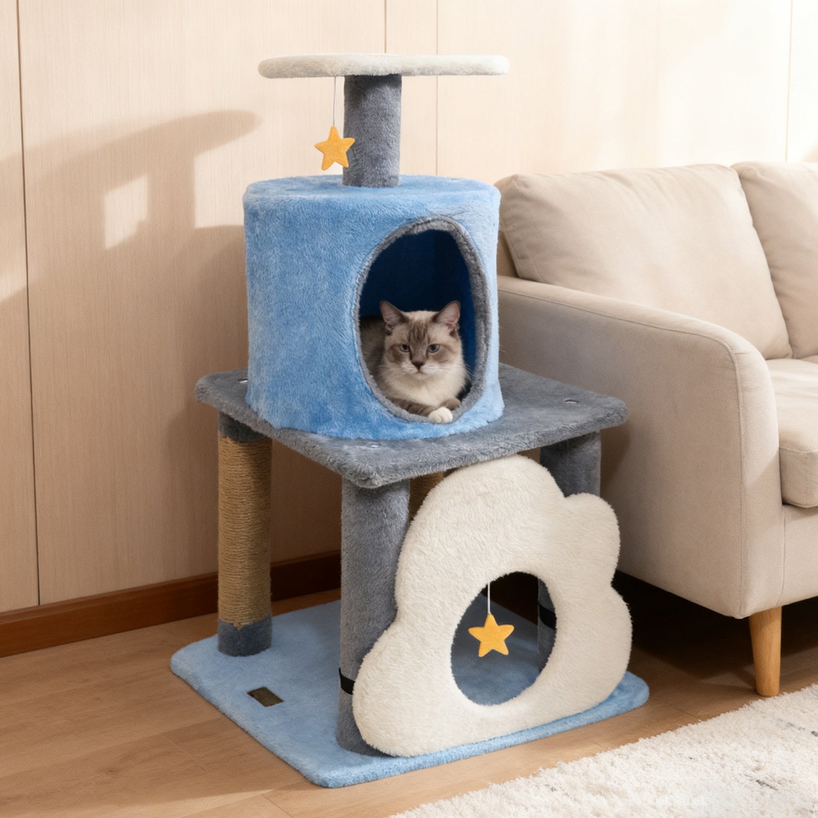 31.5" Cute Modern Cat Tree Multi-Level Kitten Tower DirectDeals