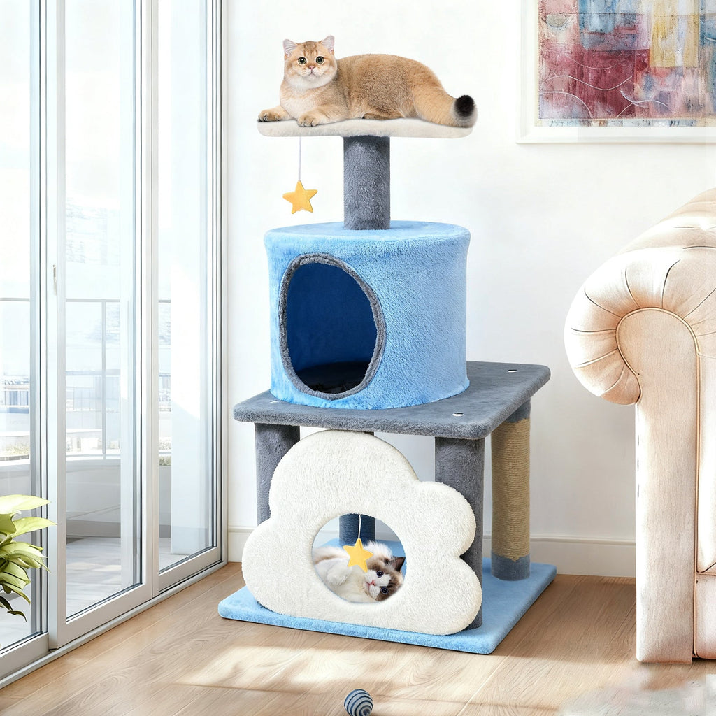 31.5" Cute Modern Cat Tree Multi-Level Kitten Tower DirectDeals