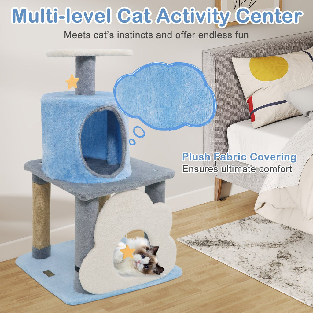 31.5" Cute Modern Cat Tree Multi-Level Kitten Tower DirectDeals