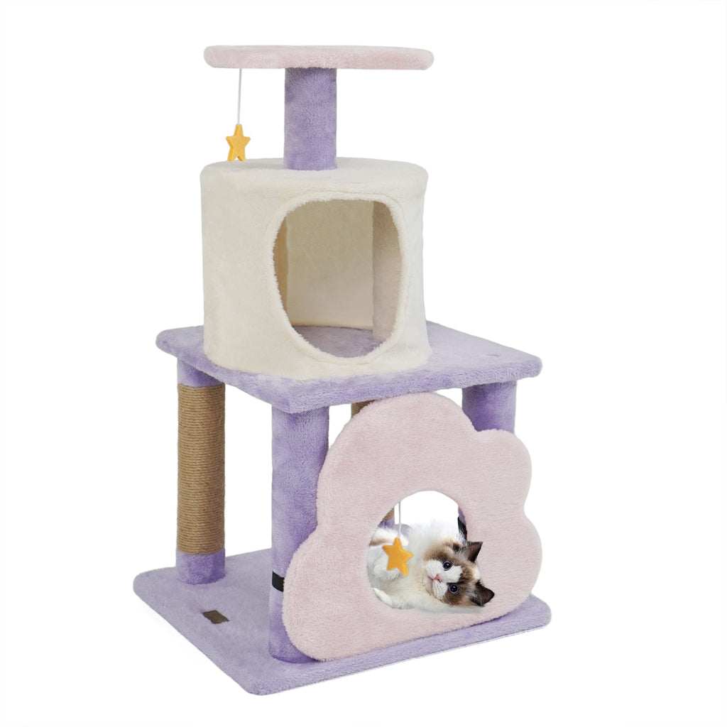 31.5" Cute Modern Cat Tree Multi-Level Kitten Tower DirectDeals