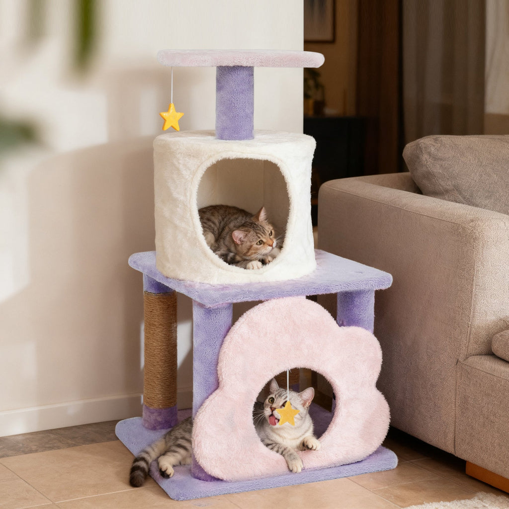 31.5" Cute Modern Cat Tree Multi-Level Kitten Tower DirectDeals