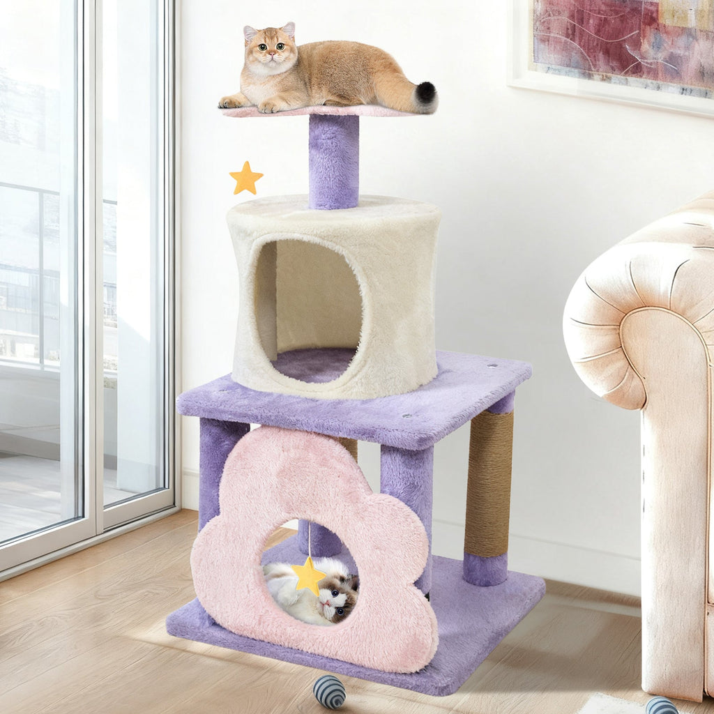 31.5" Cute Modern Cat Tree Multi-Level Kitten Tower DirectDeals