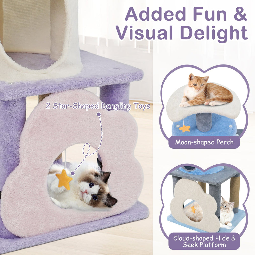 31.5" Cute Modern Cat Tree Multi-Level Kitten Tower DirectDeals