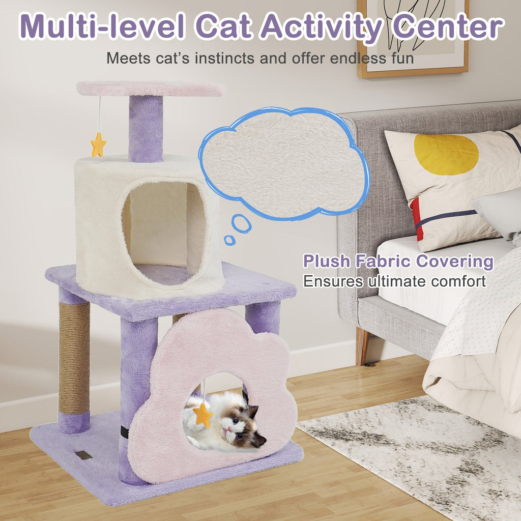 31.5" Cute Modern Cat Tree Multi-Level Kitten Tower DirectDeals