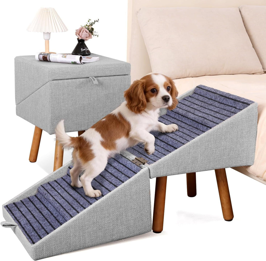 Dog Stairs for Couch 2 in 1 Foldable Pet Steps Ottoman Non Slip Wags & Whiskers Pet Supply