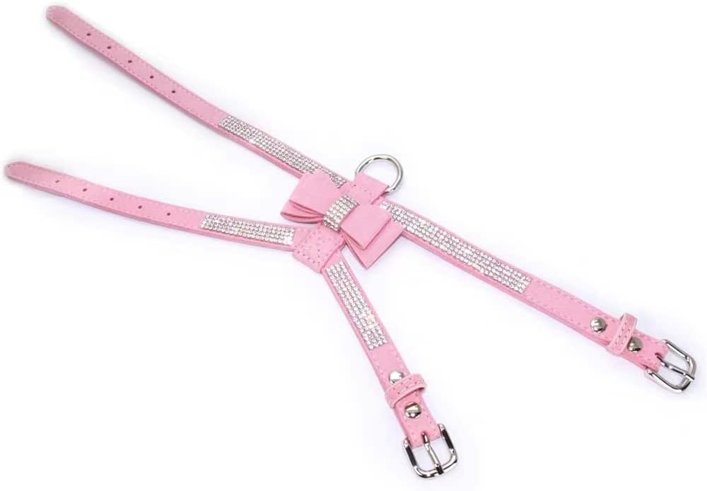 Suede Dog Harness & Leash Set – Rhinestone Bow, Soft & Elegant Jane's Pet Boutique