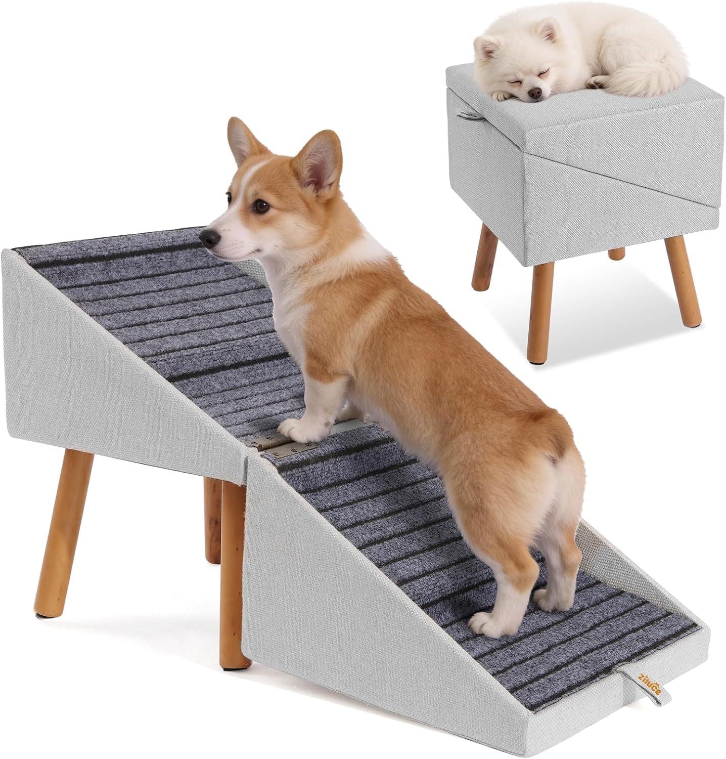 Dog Stairs for Couch 2 in 1 Foldable Pet Steps Ottoman Non Slip Wags & Whiskers Pet Supply