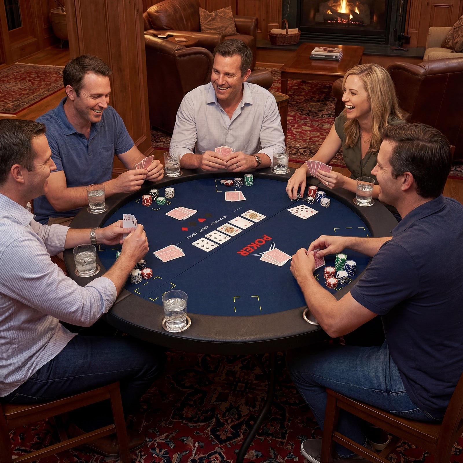 48 Inch Foldable Poker Table with 8 Cup Holders and Padded Edges DirectDeals