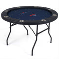 48 Inch Foldable Poker Table with 8 Cup Holders and Padded Edges DirectDeals