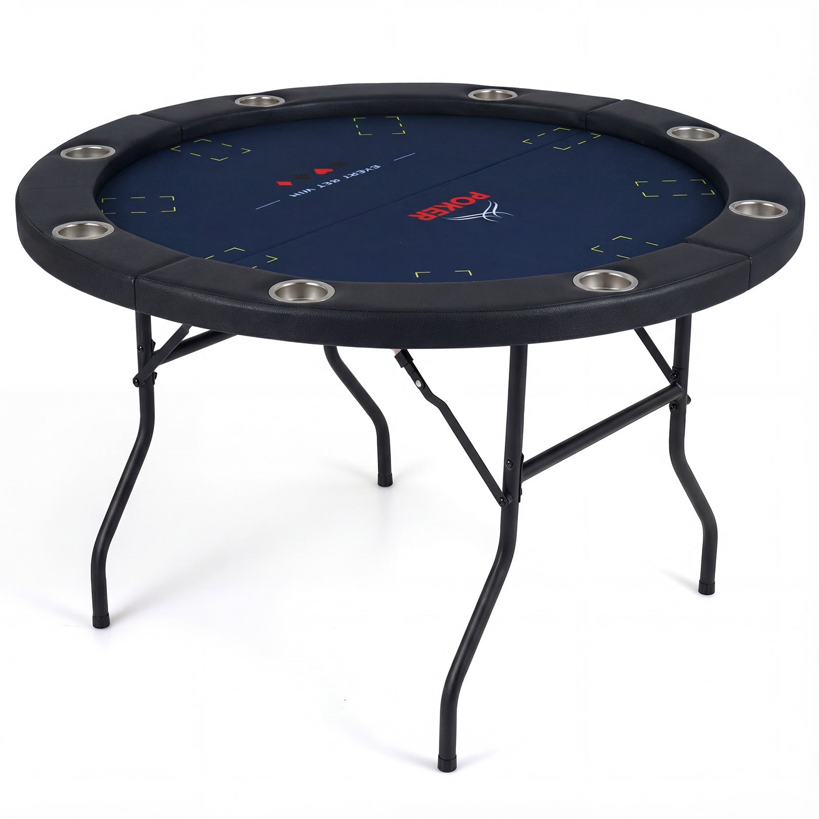 48 Inch Foldable Poker Table with 8 Cup Holders and Padded Edges DirectDeals