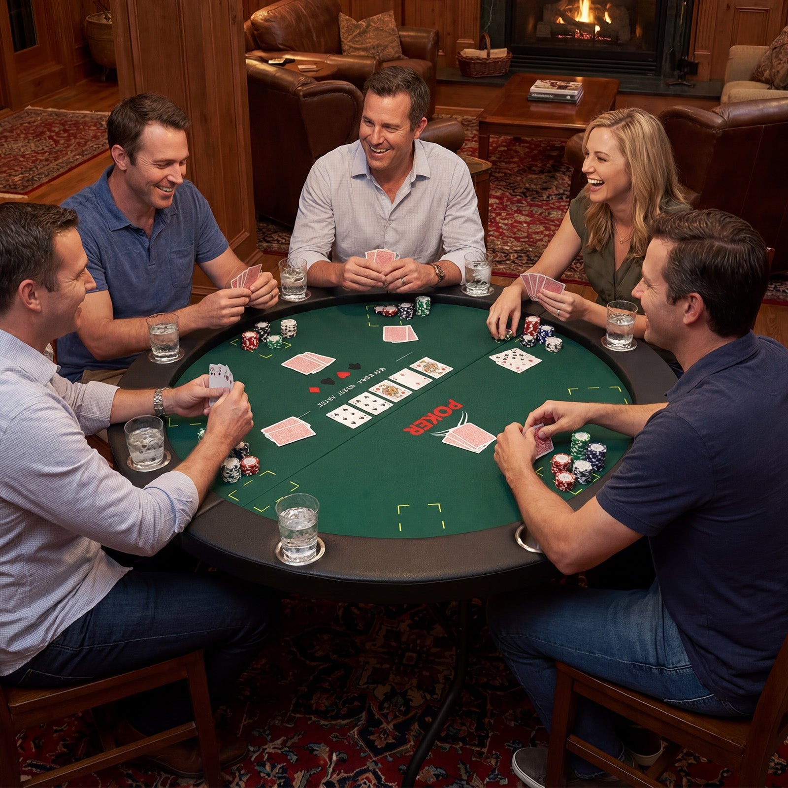 48 Inch Foldable Poker Table with 8 Cup Holders and Padded Edges DirectDeals