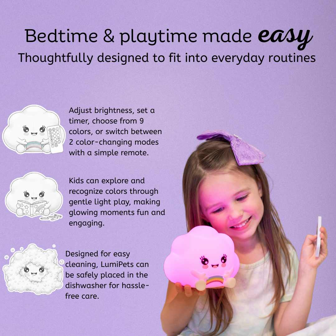 LumiPets® Kawaii Cloud - Children's Nursery Touch Night Light Lumieworld