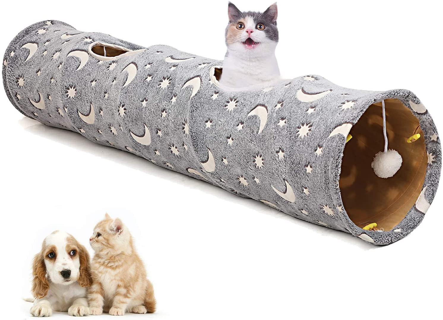 Cat Collapsible Tunnel Tube with Plush Ball toy MJ's Pet Closet