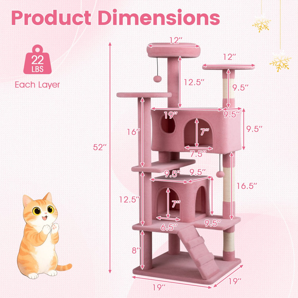 52 Inch Tall Cat Tree Tower for Indoor Cats DirectDeals