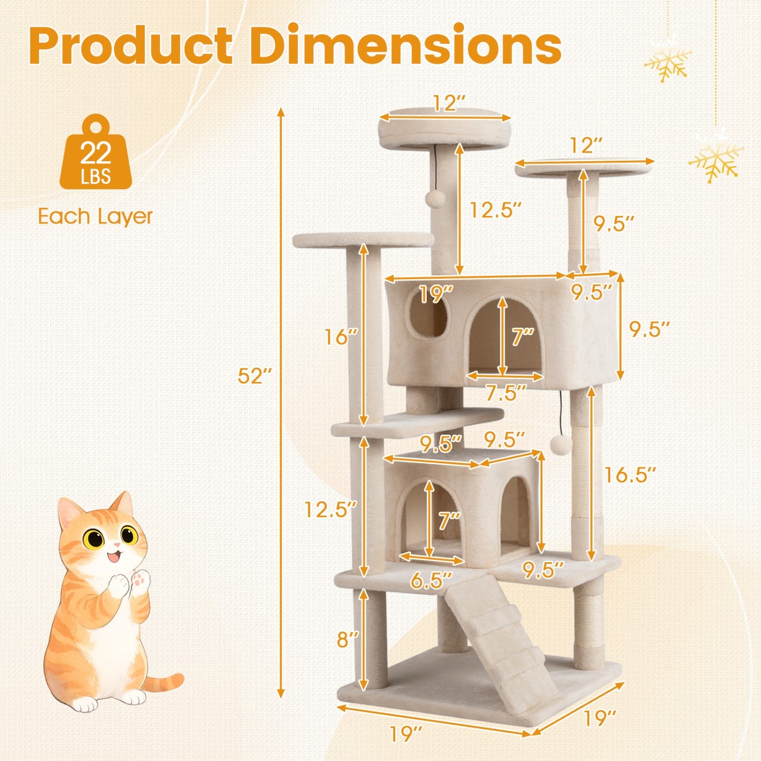 52 Inch Tall Cat Tree Tower for Indoor Cats DirectDeals