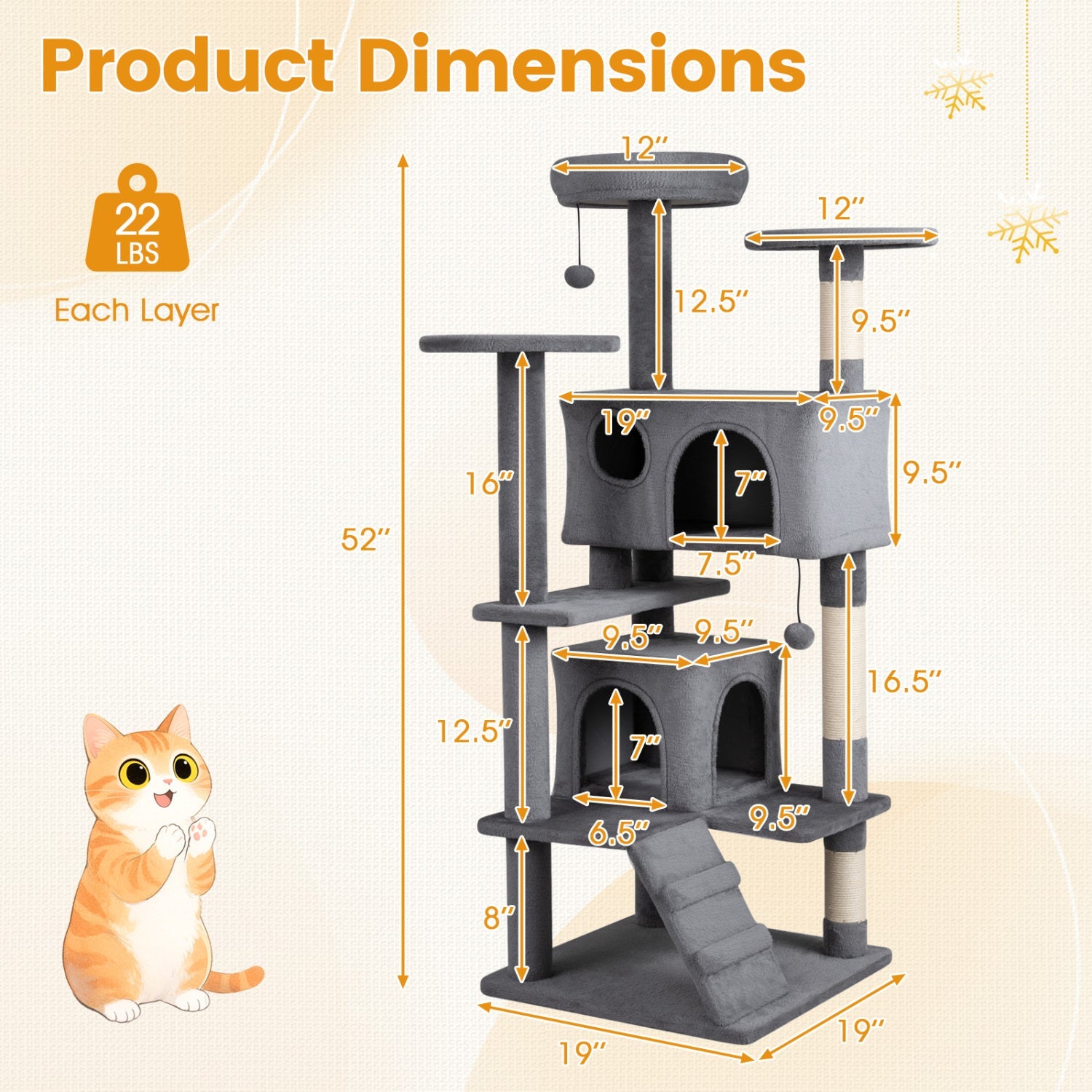52 Inch Tall Cat Tree Tower for Indoor Cats DirectDeals