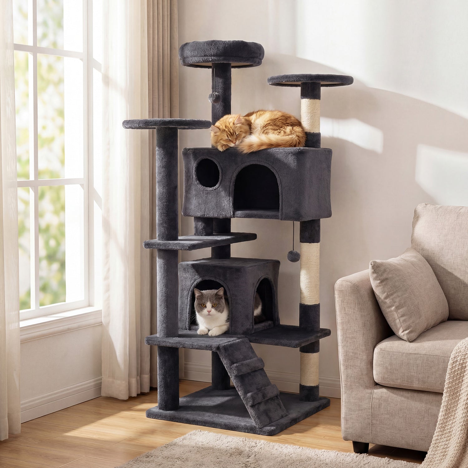 52 Inch Tall Cat Tree Tower for Indoor Cats DirectDeals