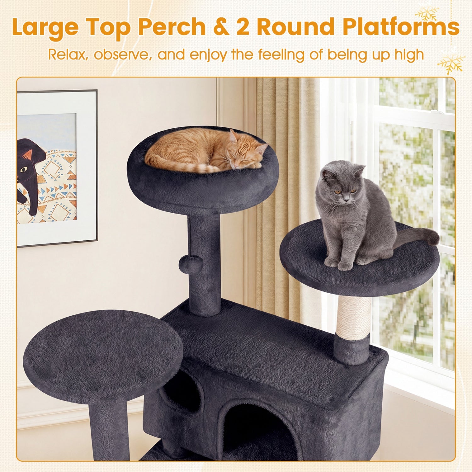 52 Inch Tall Cat Tree Tower for Indoor Cats DirectDeals