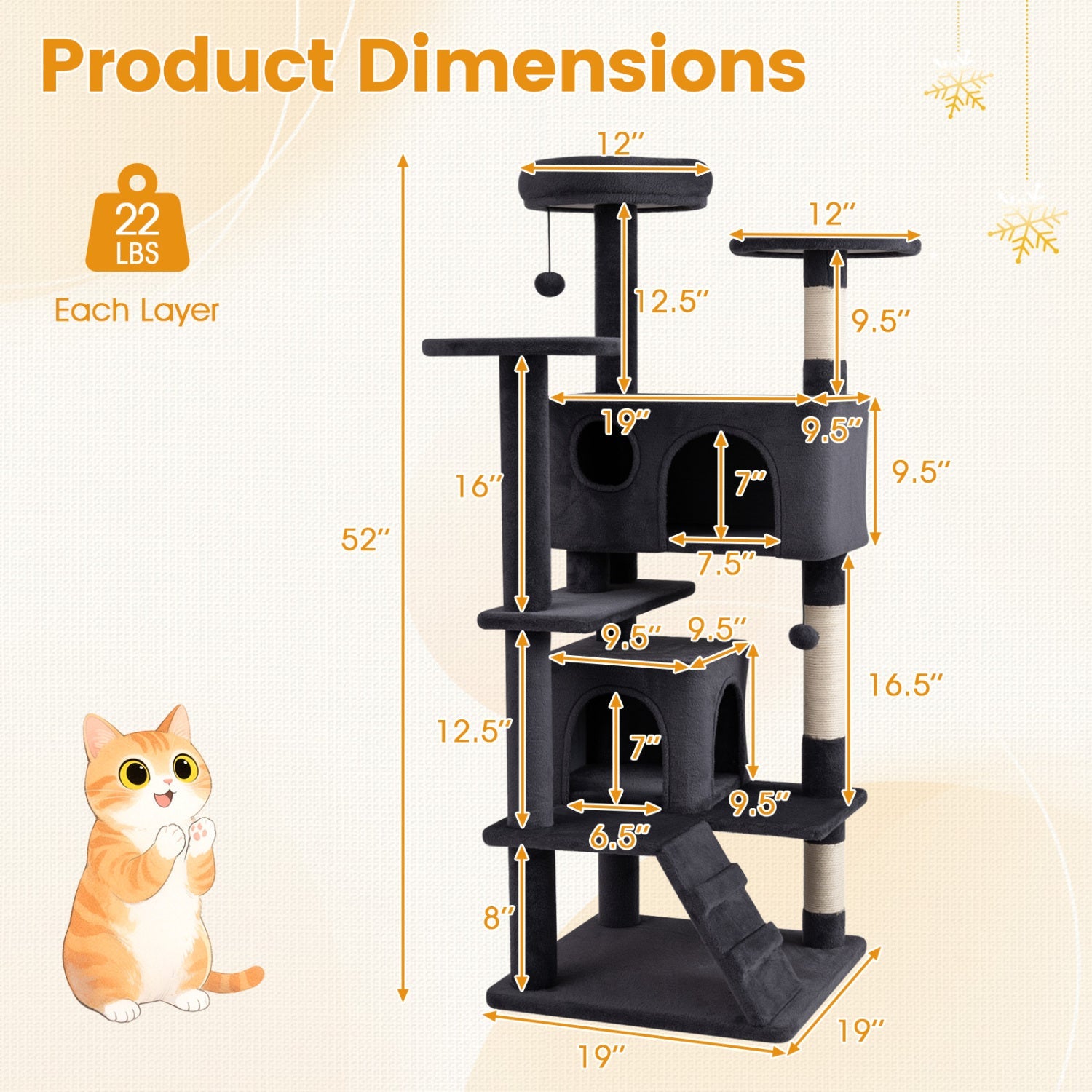 52 Inch Tall Cat Tree Tower for Indoor Cats DirectDeals