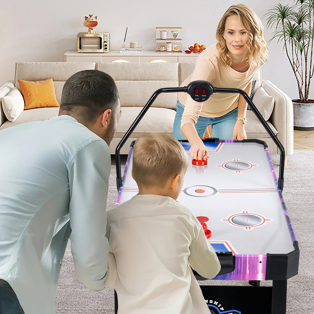 56 Inch Air Hockey Table with LED Digital Scoreboard and Powerful 12V Motor-White DirectDeals