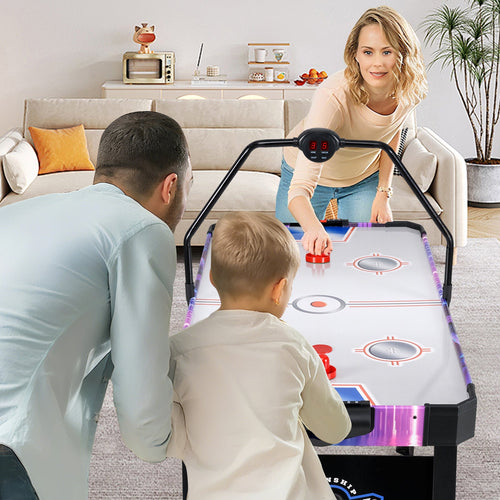 56 Inch Air Hockey Table with LED Digital Scoreboard and Powerful 12V Motor-White DirectDeals