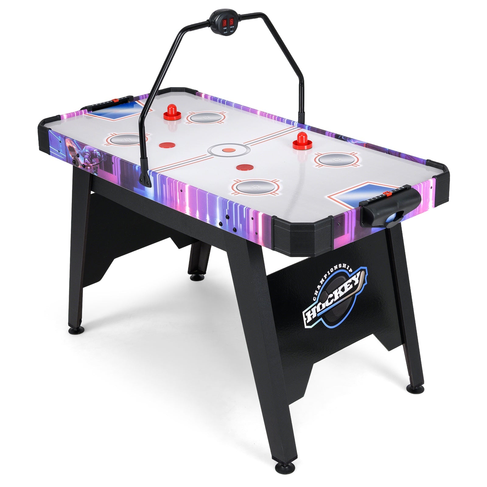 56 Inch Air Hockey Table with LED Digital Scoreboard and Powerful 12V Motor-White DirectDeals