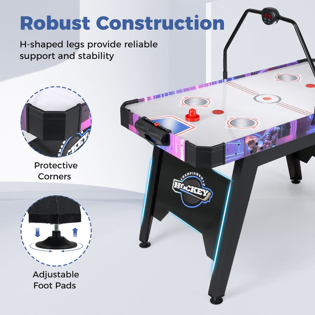 56 Inch Air Hockey Table with LED Digital Scoreboard and Powerful 12V Motor-White DirectDeals