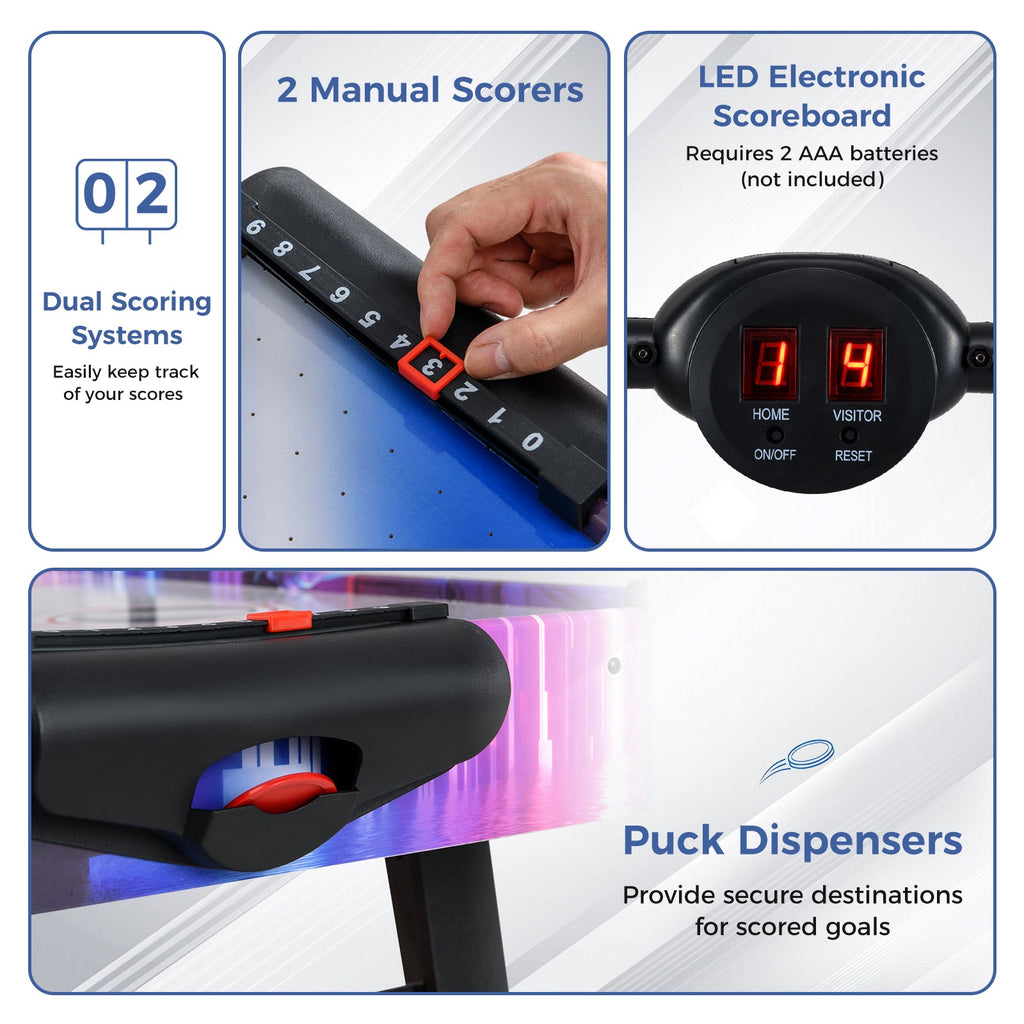 56 Inch Air Hockey Table with LED Digital Scoreboard and Powerful 12V Motor-White DirectDeals
