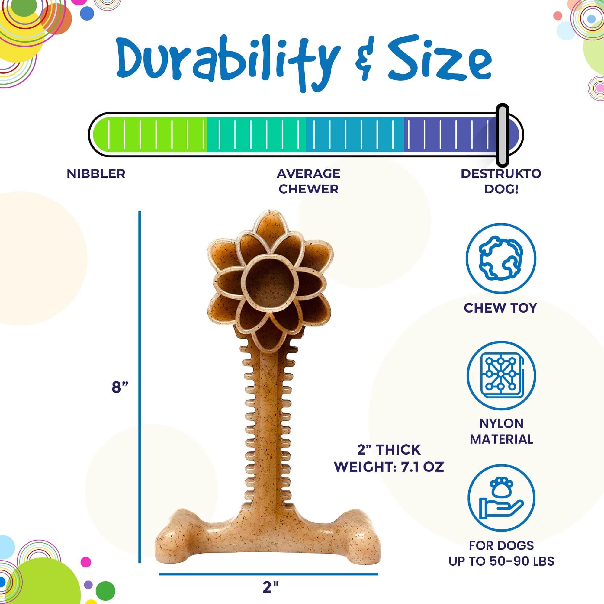 Honey Bone Dental Flower Tower - Indestructible Nylon Dog Chew Toy XL | USA SodaPup/True Dogs, LLC